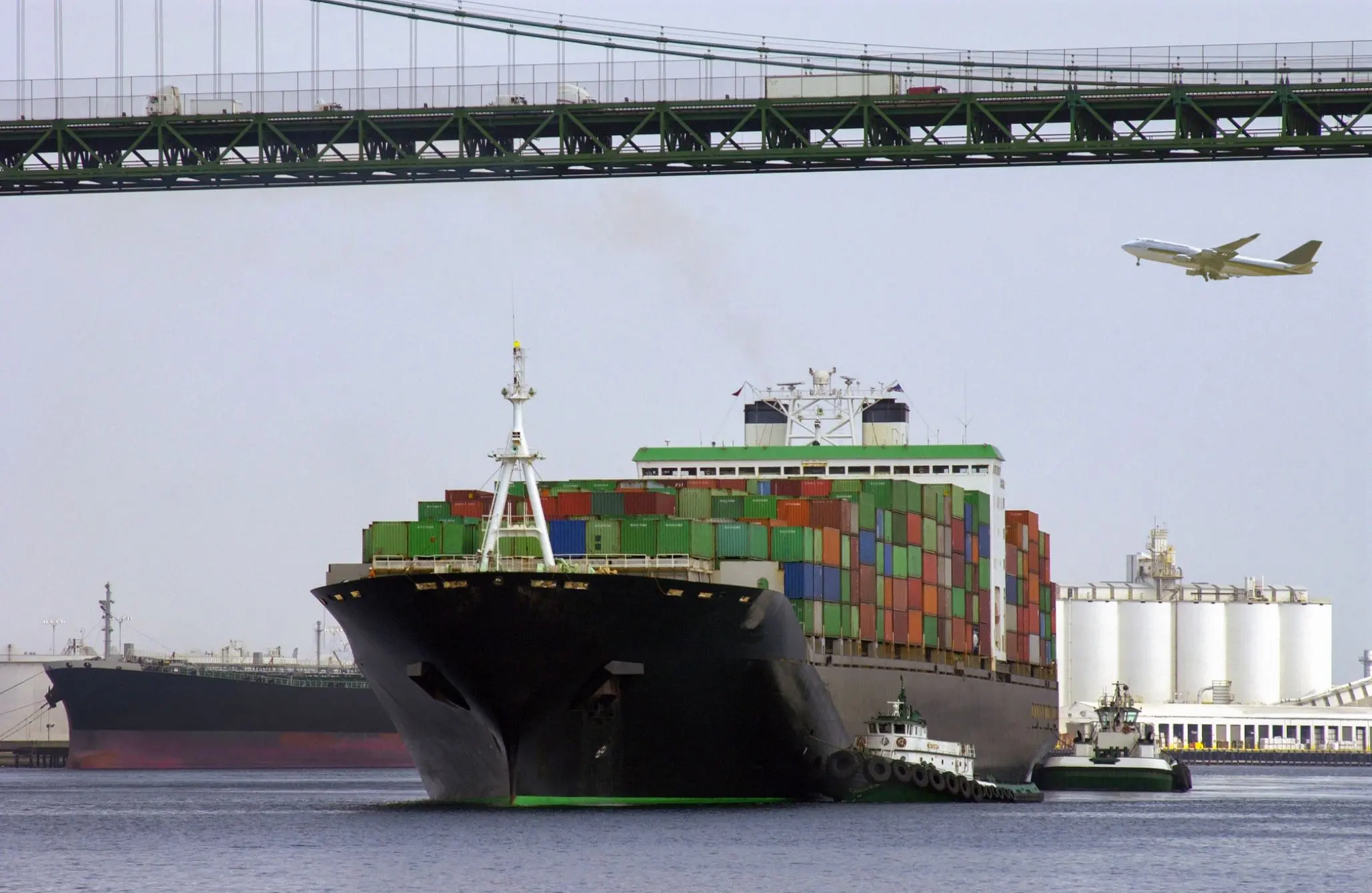 Cargo ship at sea