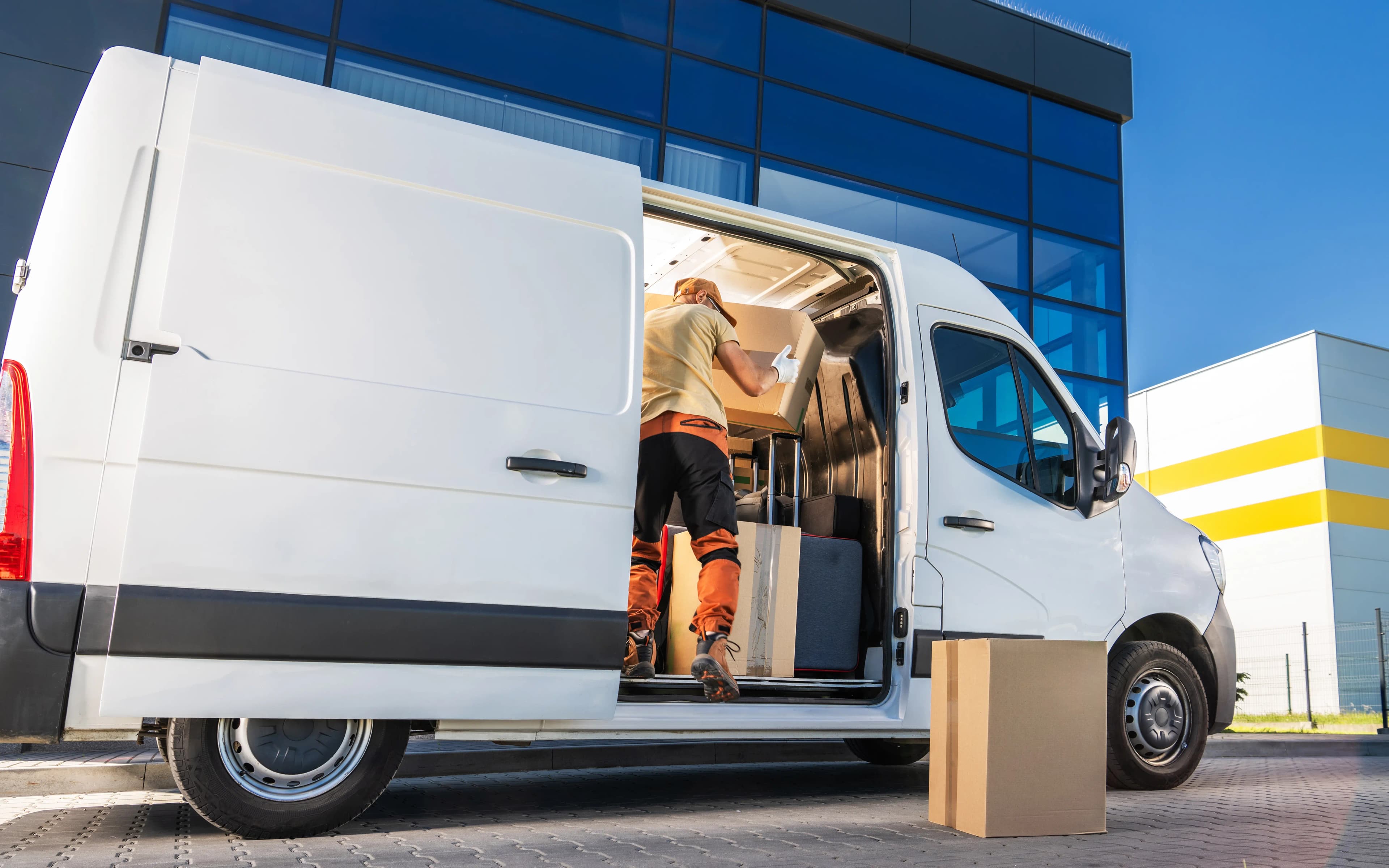 Delivery van being loaded