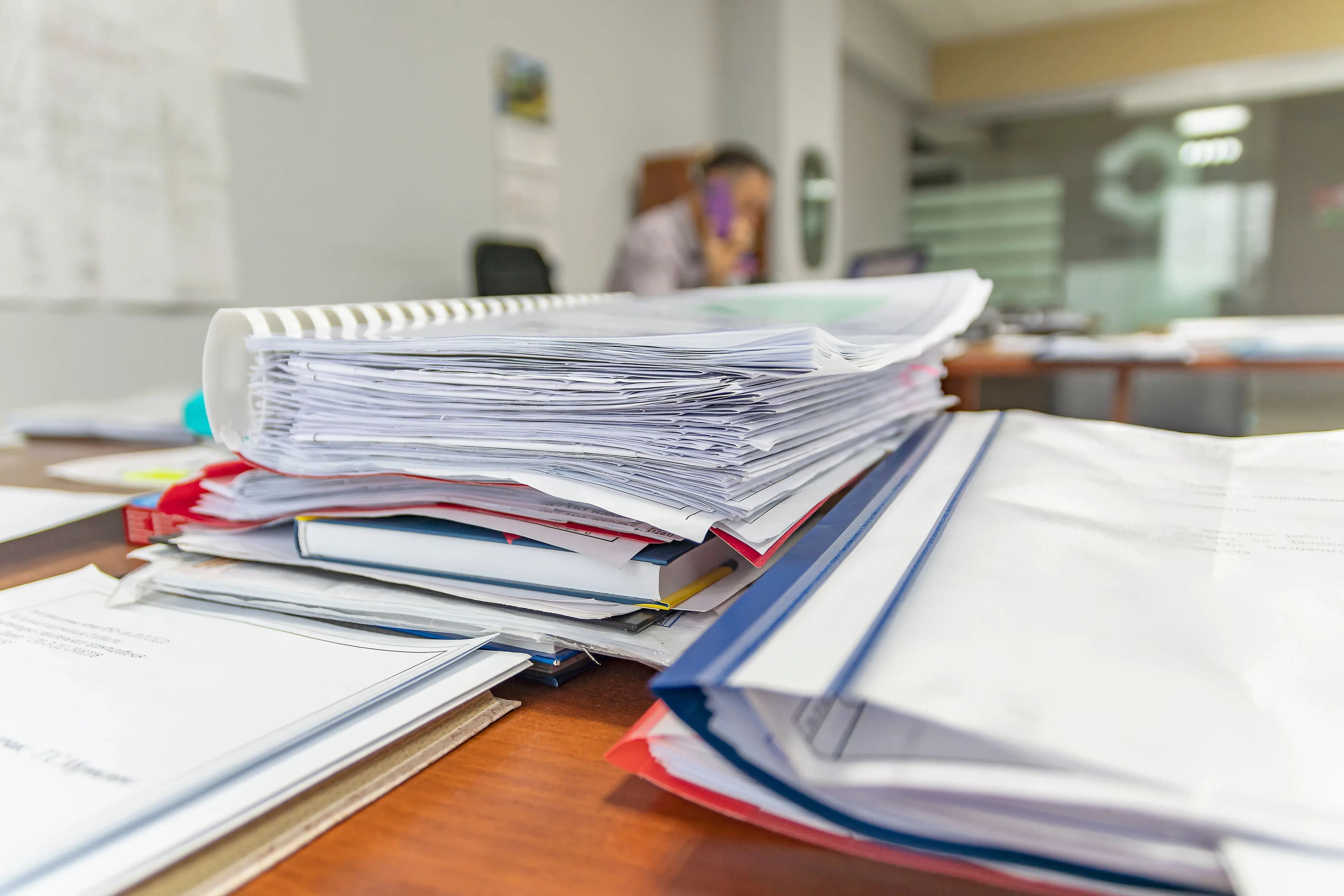 Stack of customs documents