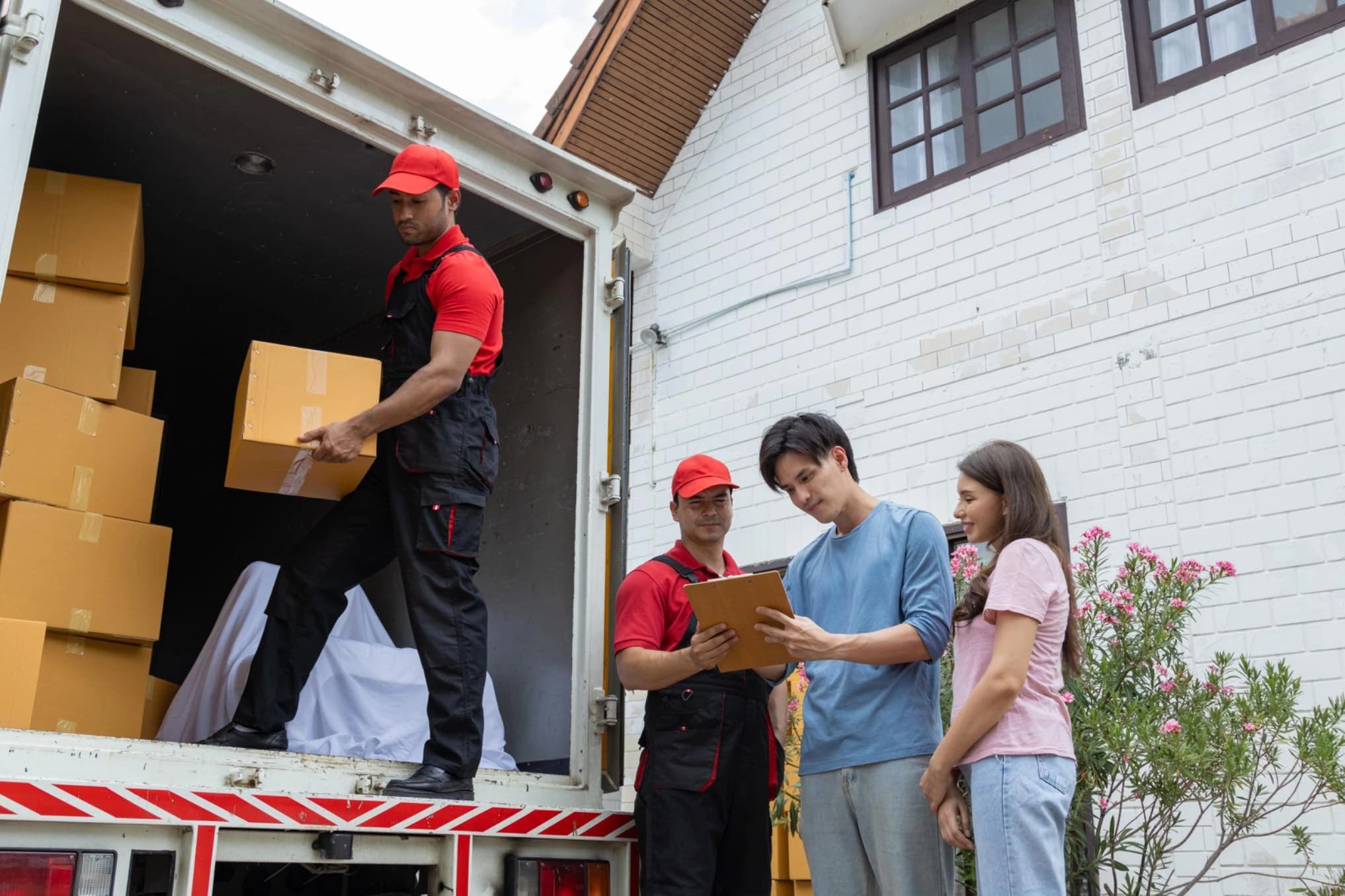 Delivery team at doorstep
