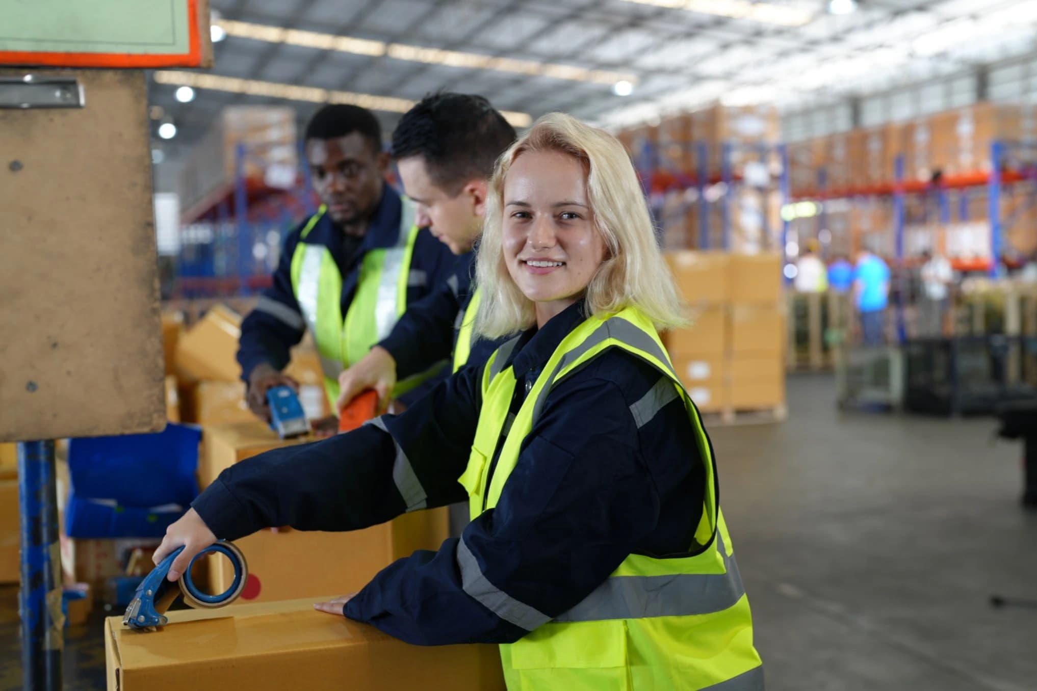 Warehouse staff picking and packing orders