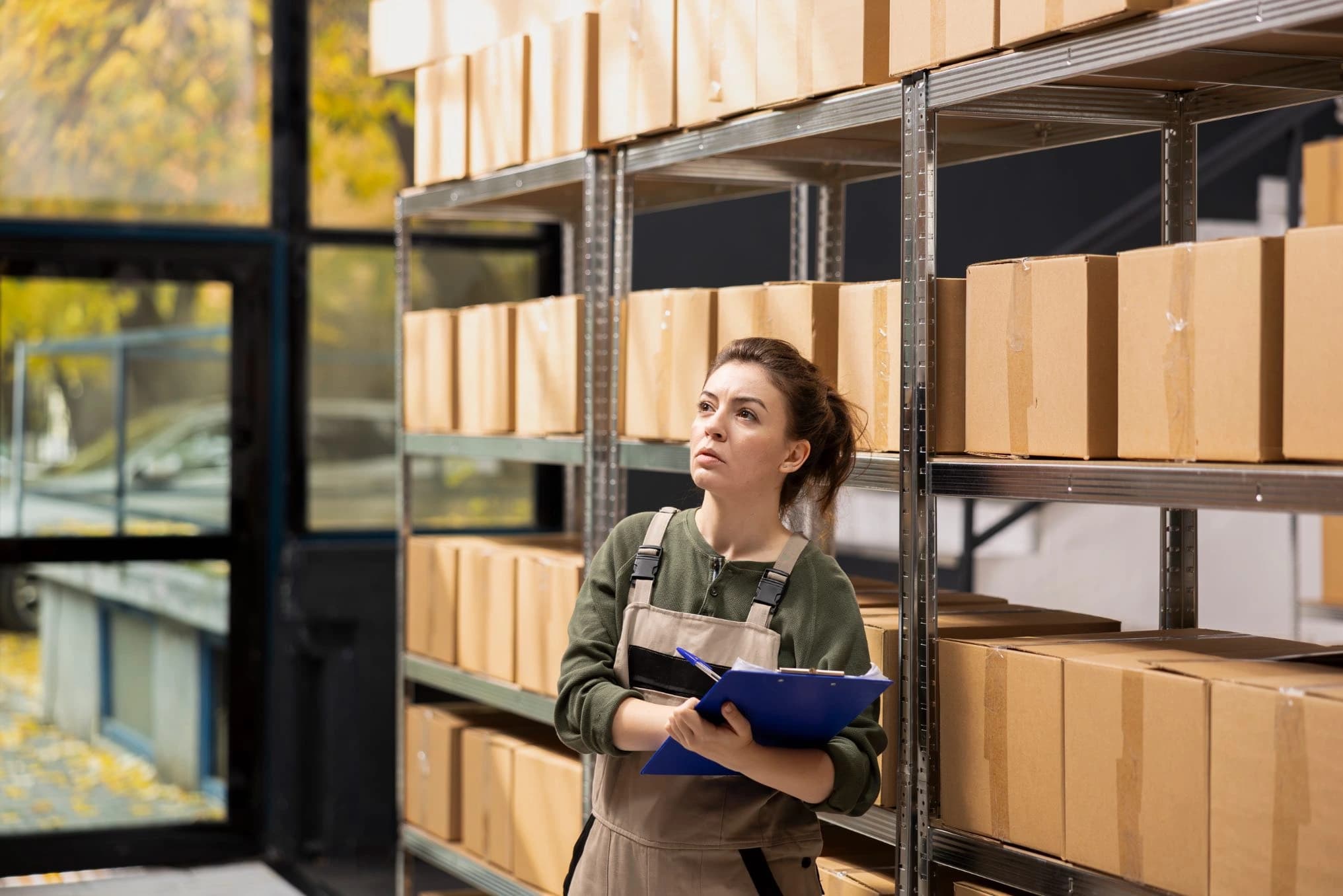 Worker in warehouse storage